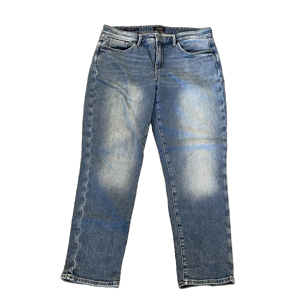 NYDJ Girlfriend Jeans Womens 10 Blue‎ Stretch Denim Ankle Relaxed Fit Lift Tuck